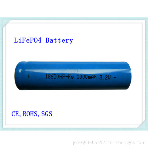Cylindrical Li-ion LiFePO4 Battery 18650-1000mAh, Battery Pack for Electronic Tools, 15c Dischargable, Llifepo4 Battery